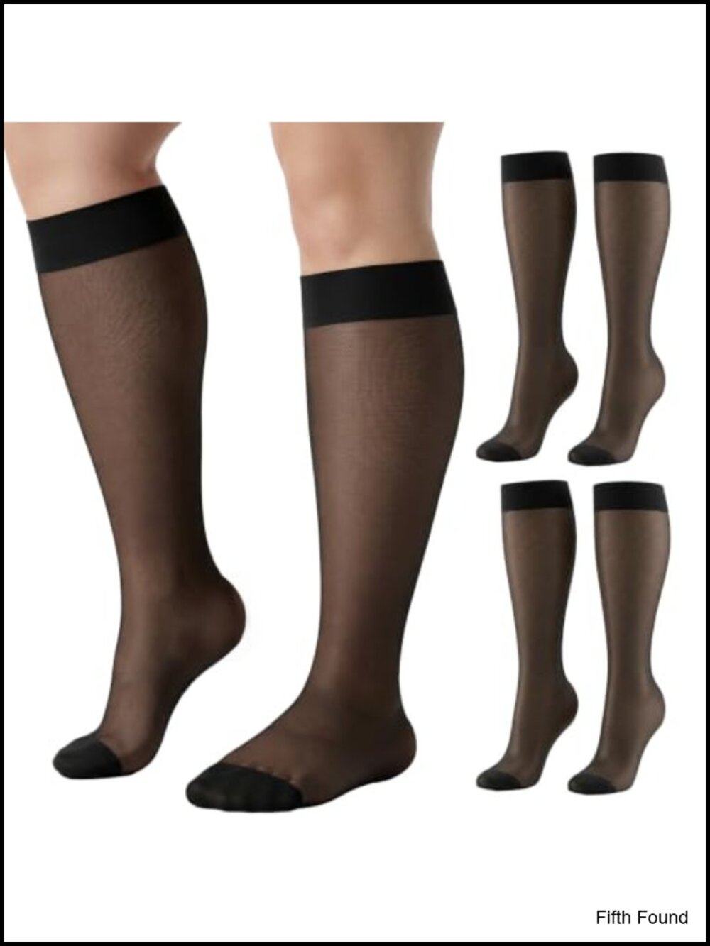 Plus Size Knee High Stockings 15 Denier Sheer Nylon Wide Calf